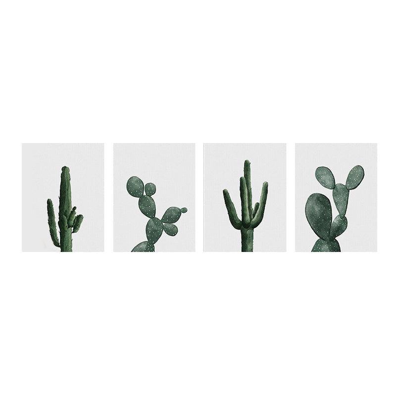 Lisslune | Tropical Plant Cactus Wall Decoration Green Texture Surface Canvas Print for Living Room