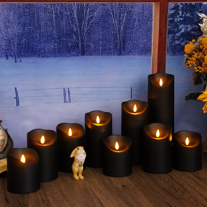 Lisslune | GlowLuxe Flameless LED Candles Set (9-piece) – With Remote Control and Glitter Finish