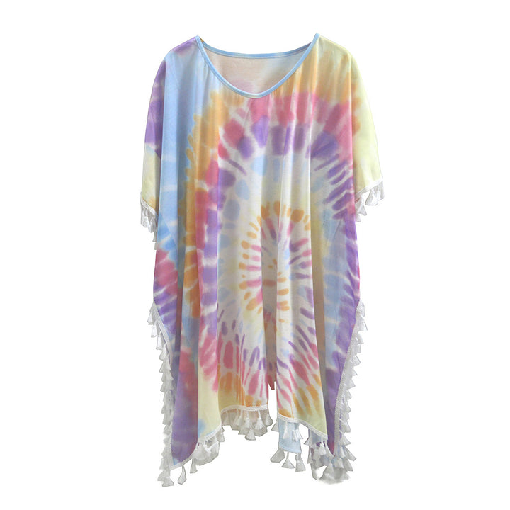 Women's fashionable kaftan with trendy leopard pattern and fringes Lisslune