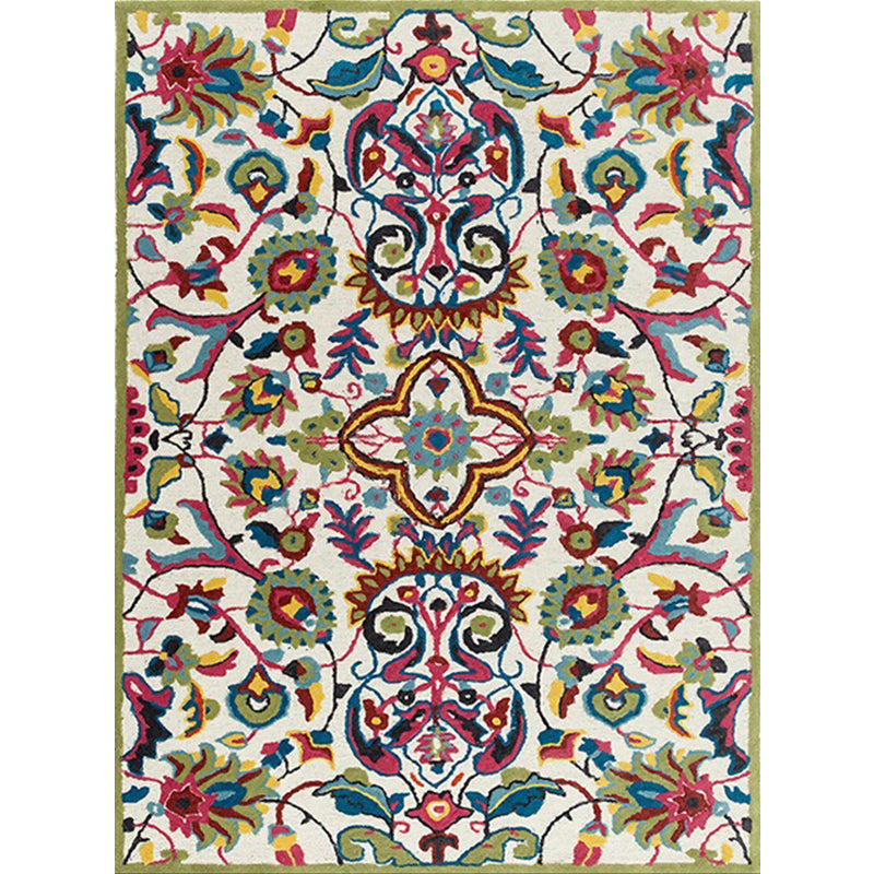 Lisslune | Classic Floral Design Rug Gray Multi-Color Classic Rug Polyester Washable Non-Slip Back Rug for the Living Room