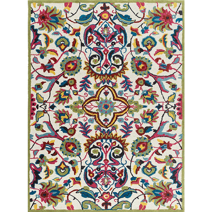 Lisslune | Classic Floral Design Rug Gray Multi-Color Classic Rug Polyester Washable Non-Slip Back Rug for the Living Room