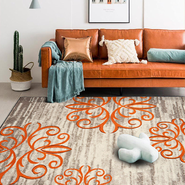Lisslune | Washed Paisley Pattern Rug Gray Classic Rug Polyester Washable Non-Slip Base Rug for Living Room