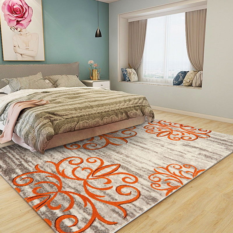 Lisslune | Washed Paisley Pattern Rug Gray Classic Rug Polyester Washable Non-Slip Base Rug for Living Room