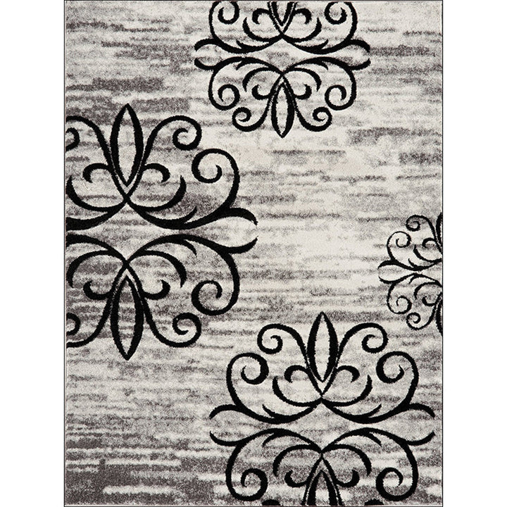 Lisslune | Washed Paisley Pattern Rug Gray Classic Rug Polyester Washable Non-Slip Base Rug for Living Room