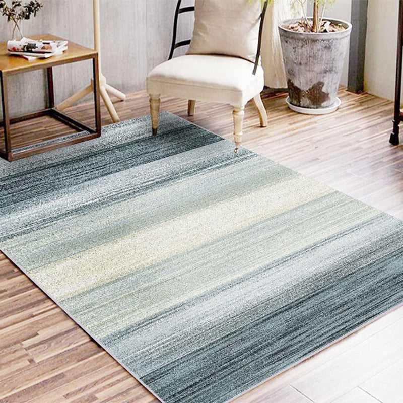 Lisslune | Casual Ombre Carpet Green and Blue Synthetic Carpet Machine Washable Non-Slip Rug for Bedroom