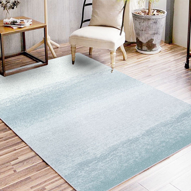 Lisslune | Casual Ombre Carpet Green and Blue Synthetic Carpet Machine Washable Non-Slip Rug for Bedroom