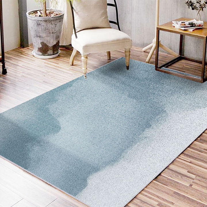 Lisslune | Casual Ombre Carpet Green and Blue Synthetic Carpet Machine Washable Non-Slip Rug for Bedroom