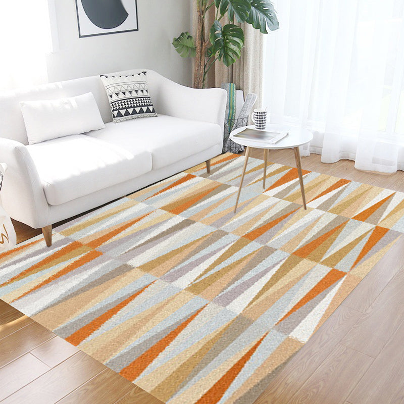 Lisslune | North Sea Novelty Rug in Orange Geometric Triangle Pattern Rug Polyester Washable Carpet for Home decoration