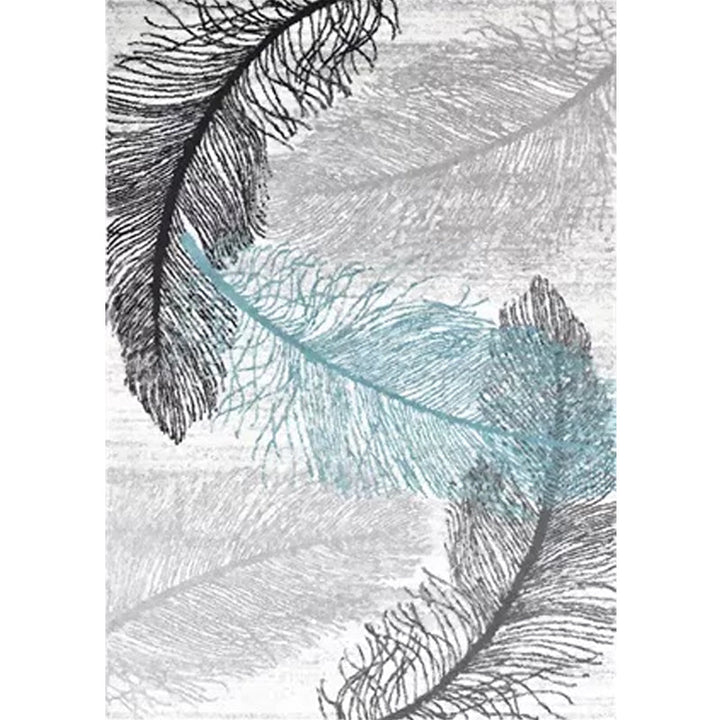 Lisslune | Tropical living room rug in gray botanical print rug polyester non-slip machine washable area rug