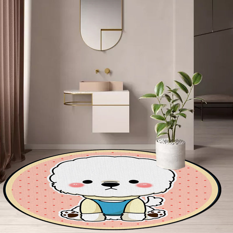 Lisslune | Children's Room Rug in Purple and Red Animal Dog Star Strawberry Print Rug Polyester Non-Slip Area Rug