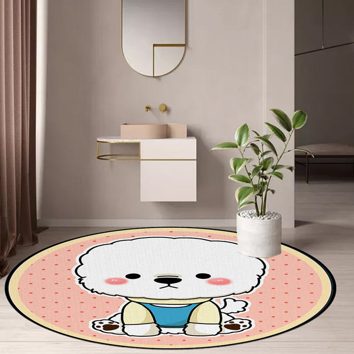Lisslune | Children's Room Rug in Purple and Red Animal Dog Star Strawberry Print Rug Polyester Non-Slip Area Rug