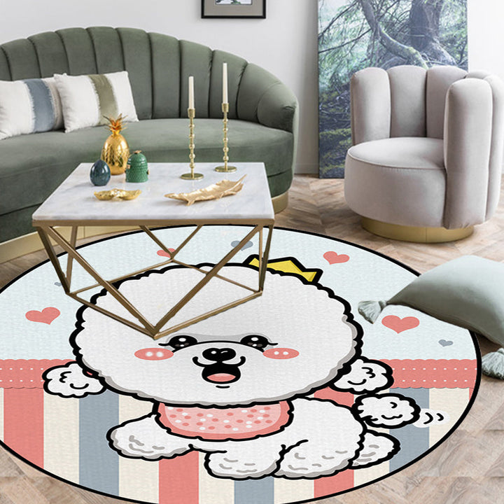 Lisslune | Children's Room Rug in Purple and Red Animal Dog Star Strawberry Print Rug Polyester Non-Slip Area Rug