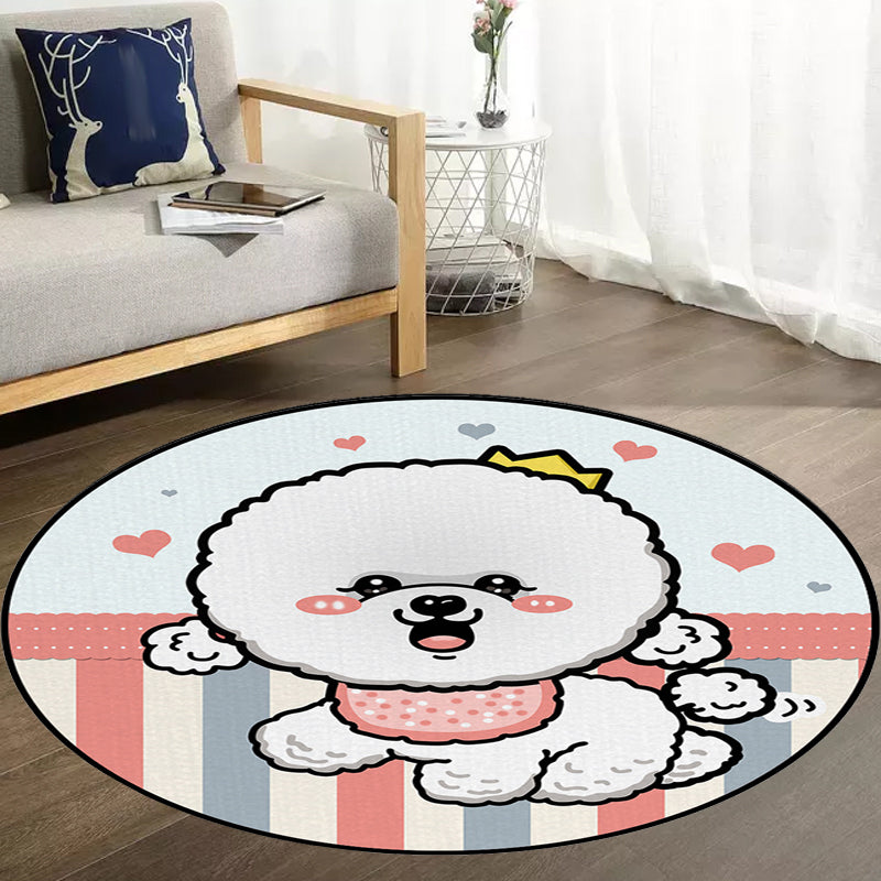 Lisslune | Children's Room Rug in Purple and Red Animal Dog Star Strawberry Print Rug Polyester Non-Slip Area Rug