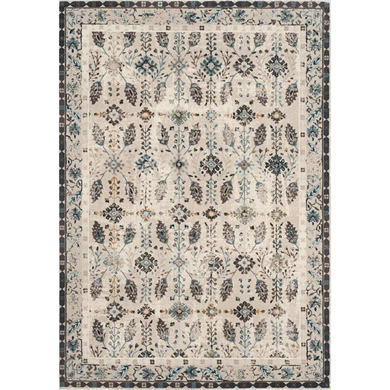 Lisslune | Retro Floral Pattern Rug Gray Multicolor Classical Rug Polyester Washable Non-Slip Back Rug for Living Room