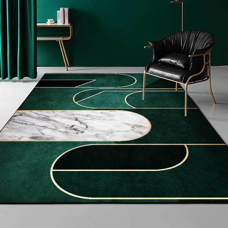 Lisslune | Green Novelty Carpet Polyester Marble Surface Pattern Carpet Washable Non-Slip Underlay Area Rug for the Living Room