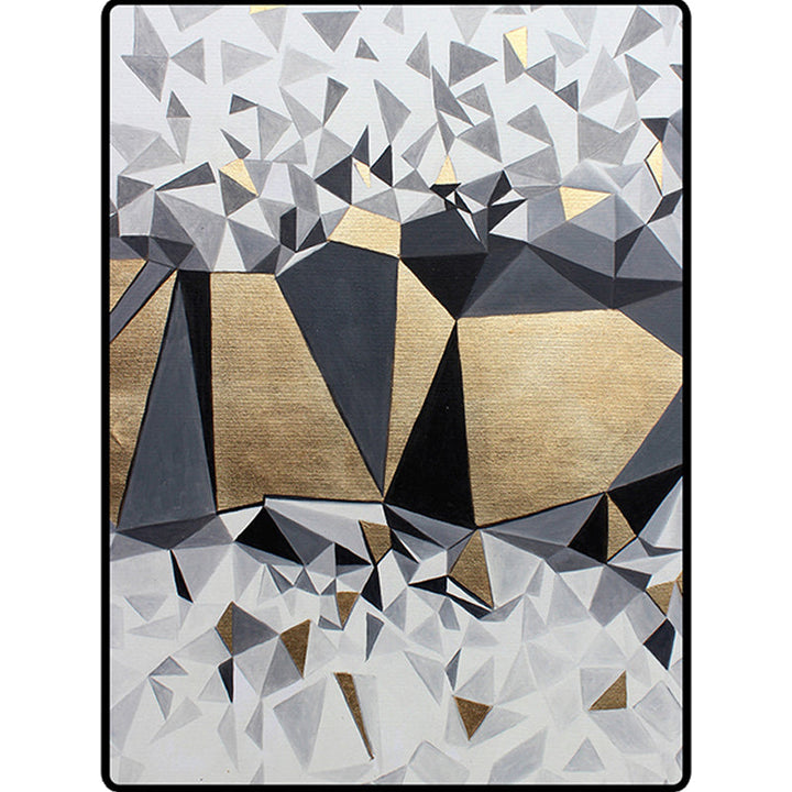Lisslune | Novelty Living Room Rug in Gray and Gold Geometric Irregular Shape Printed Rug Polyester Non-Slip Washable Rug