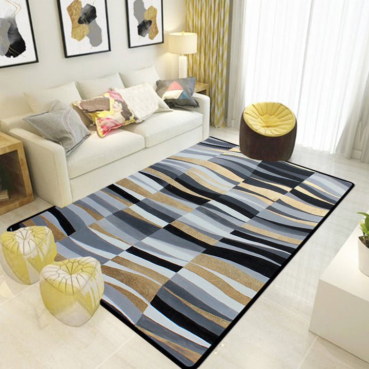 Lisslune | Minimalistic Novelty Rug in Gray Geometric Lines Pattern Rug Polyester Machine Washable Rug for Home Decoration