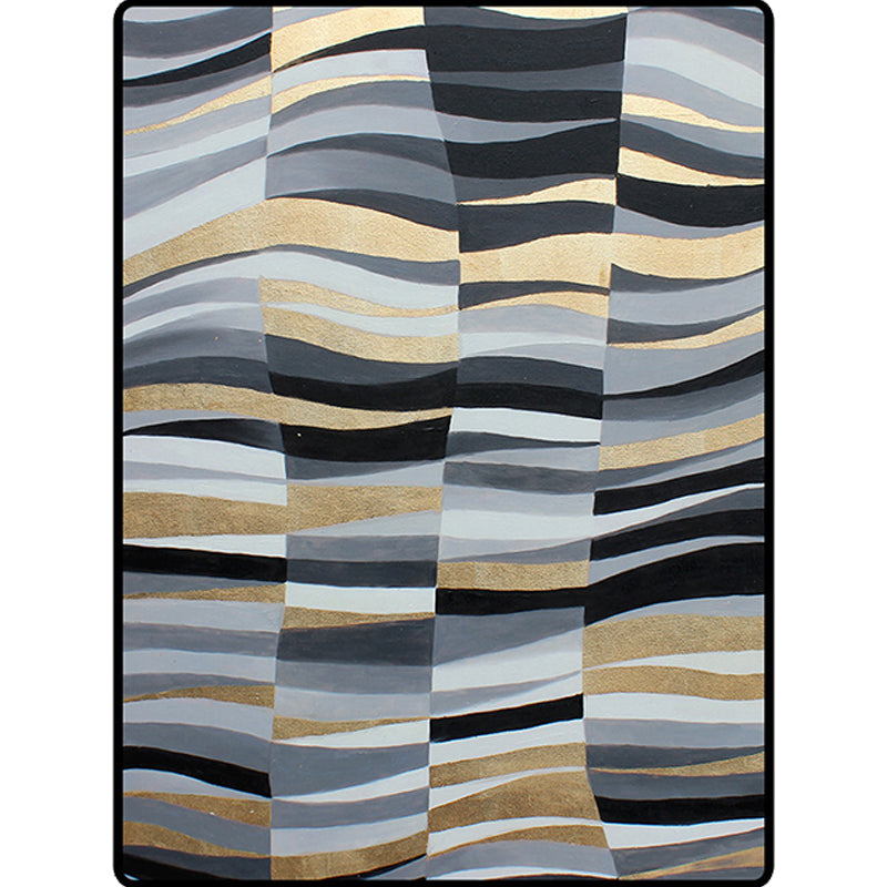 Lisslune | Minimalistic Novelty Rug in Gray Geometric Lines Pattern Rug Polyester Machine Washable Rug for Home Decoration