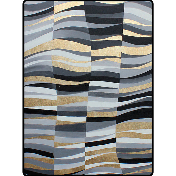Lisslune | Minimalistic Novelty Rug in Gray Geometric Lines Pattern Rug Polyester Machine Washable Rug for Home Decoration