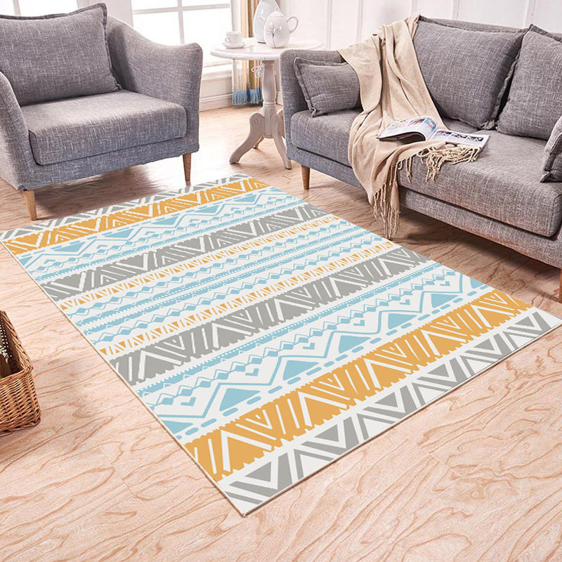 Lisslune | Brown and White Bedroom Rug Southwest Geometric Diamond Stripe Pattern Rug Polyester Pet-Friendly Rug