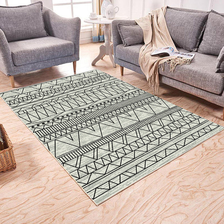 Lisslune | Brown and White Bedroom Rug Southwest Geometric Diamond Stripe Pattern Rug Polyester Pet-Friendly Rug