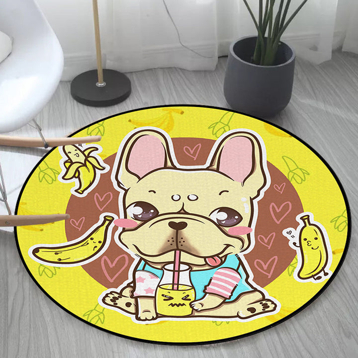 Lisslune | Beautiful children's carpet in pink and yellow animal dog banana balloon pattern carpet polyester washable carpet for the children's room