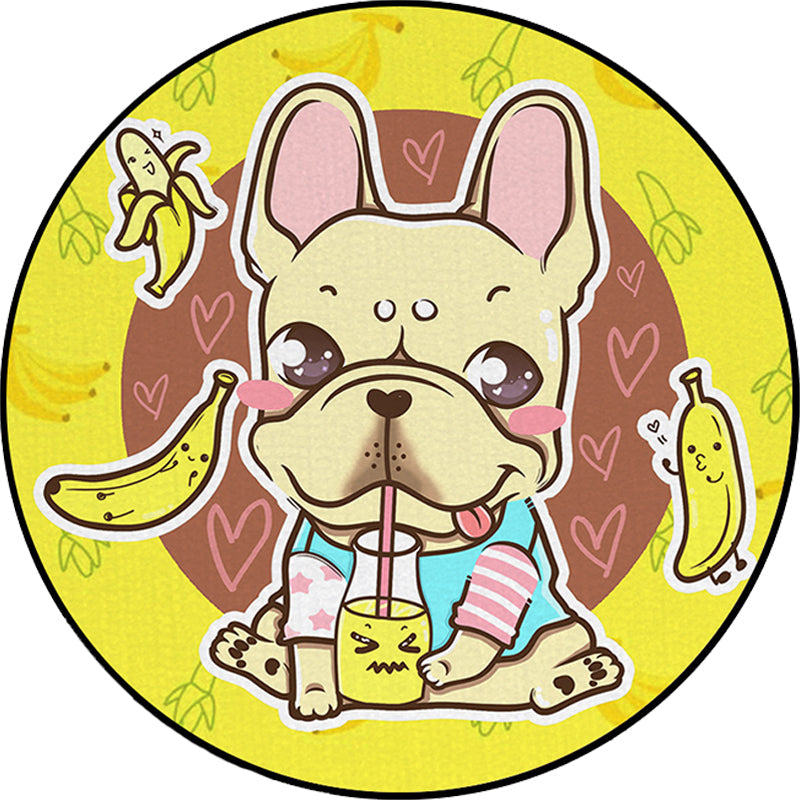 Lisslune | Beautiful children's carpet in pink and yellow animal dog banana balloon pattern carpet polyester washable carpet for the children's room