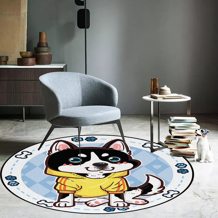 Lisslune | Beautiful children's carpet in pink and yellow animal dog banana balloon pattern carpet polyester washable carpet for the children's room