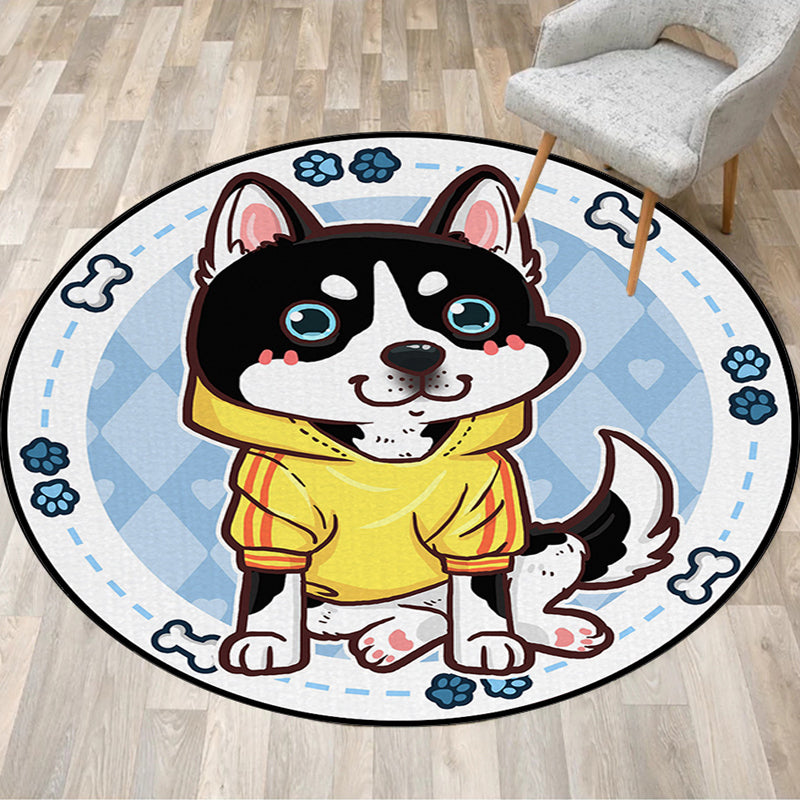 Lisslune | Beautiful children's carpet in pink and yellow animal dog banana balloon pattern carpet polyester washable carpet for the children's room