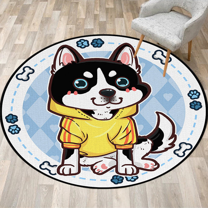 Lisslune | Beautiful children's carpet in pink and yellow animal dog banana balloon pattern carpet polyester washable carpet for the children's room