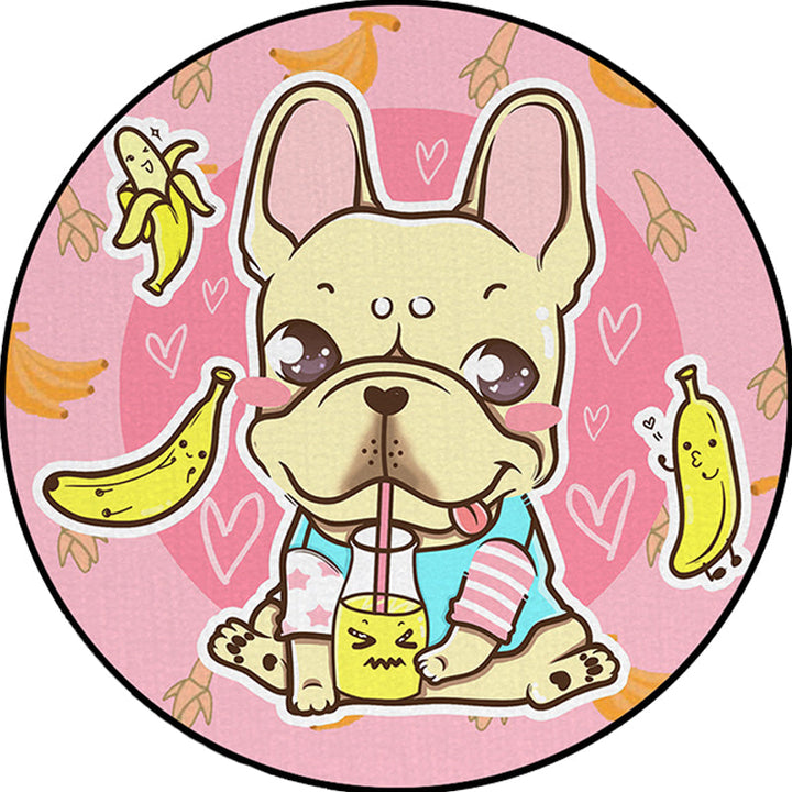 Lisslune | Beautiful children's carpet in pink and yellow animal dog banana balloon pattern carpet polyester washable carpet for the children's room