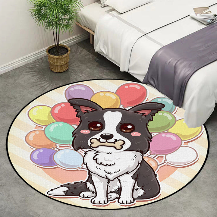 Lisslune | Beautiful children's carpet in pink and yellow animal dog banana balloon pattern carpet polyester washable carpet for the children's room