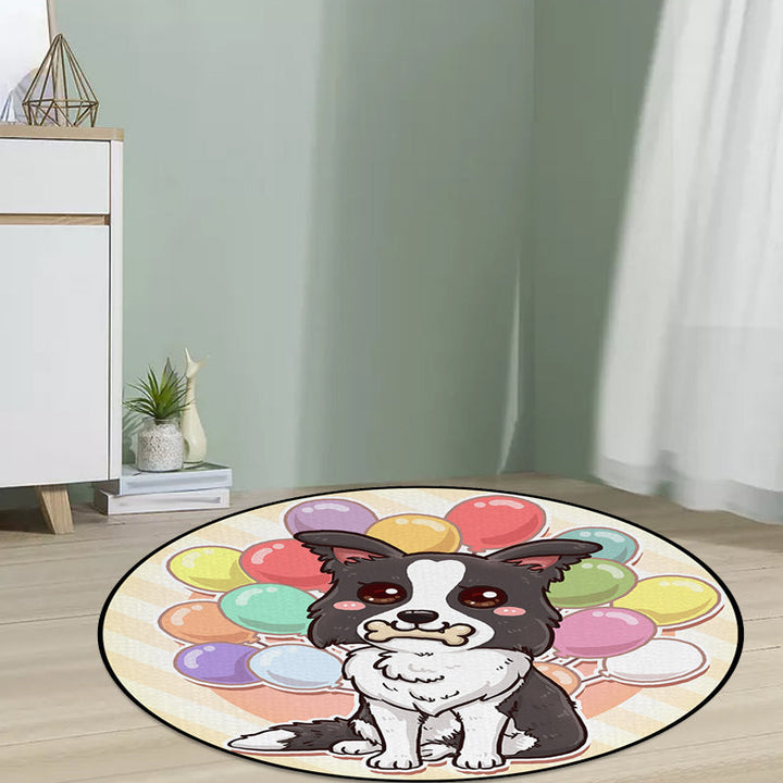 Lisslune | Beautiful children's carpet in pink and yellow animal dog banana balloon pattern carpet polyester washable carpet for the children's room