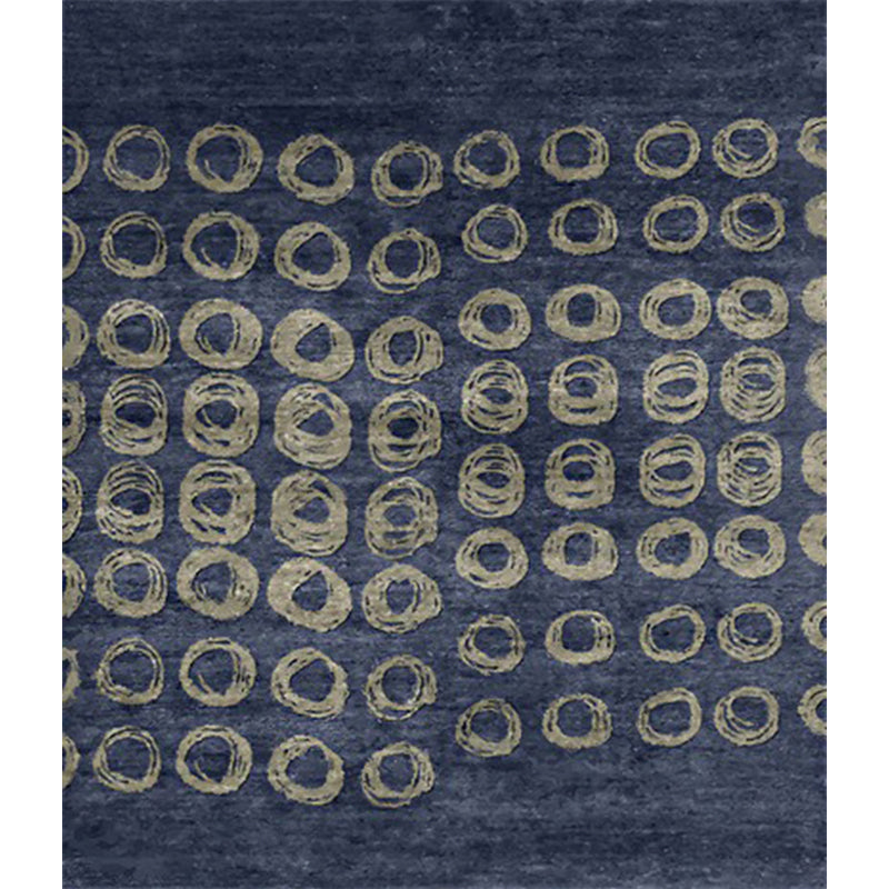 Lisslune | Novelty Living Room Rug in Blue Geometric Circle Print Rug Polyester Non-Slip Back Washable Area Rug