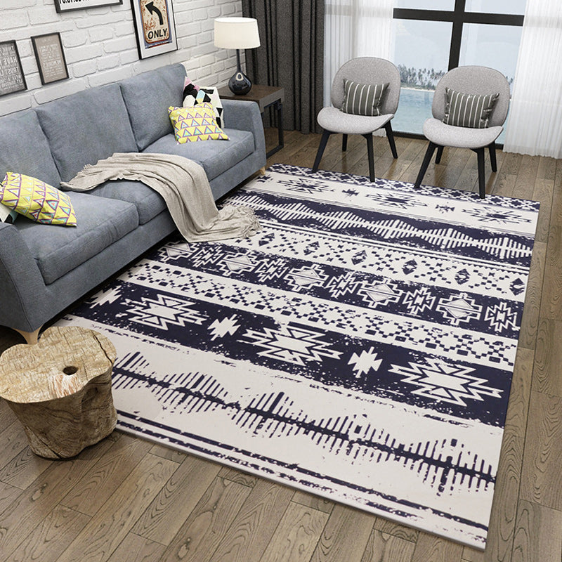 Lisslune | Green and white bedroom carpet southwestern geometric animal pattern rug polyester non-slip rug