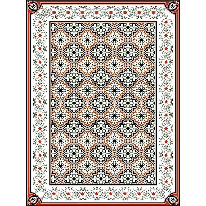Lisslune | Persian Moroccan Carpet in Brown Geometric Floral Pattern Carpet Polyester Anti-Slip Back Carpet for Home Decoration