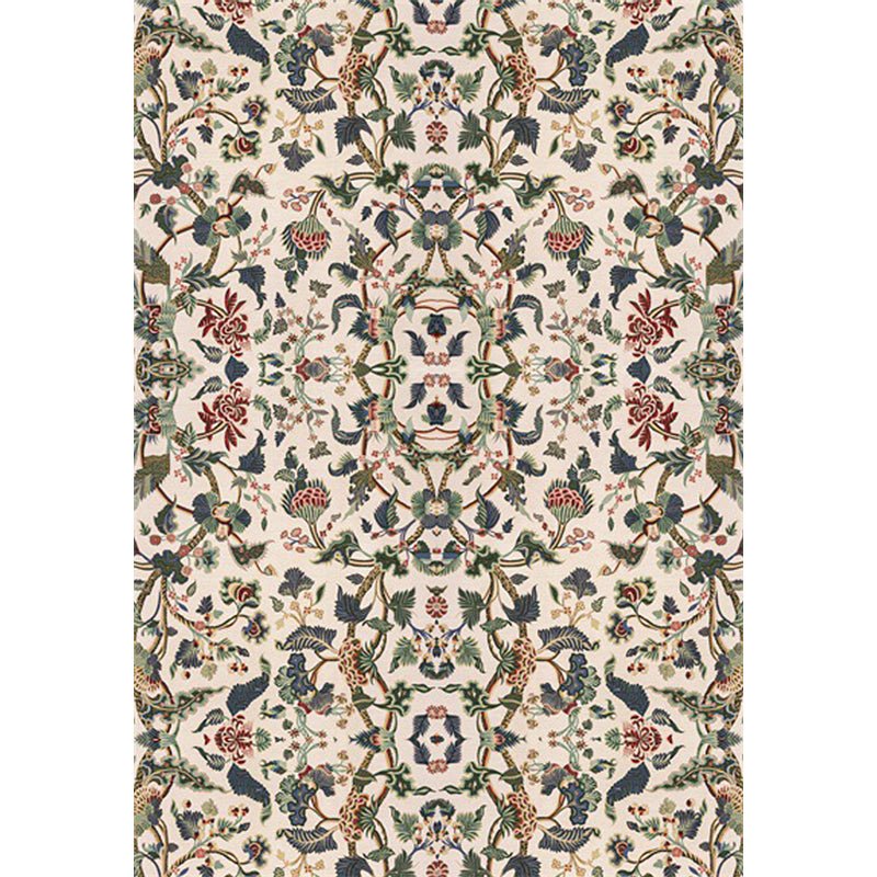 Lisslune | Retro Floral Pattern Carpet Light Yellow Classic Carpet Polyester Washable Non-Slip Back Carpet for Living Room