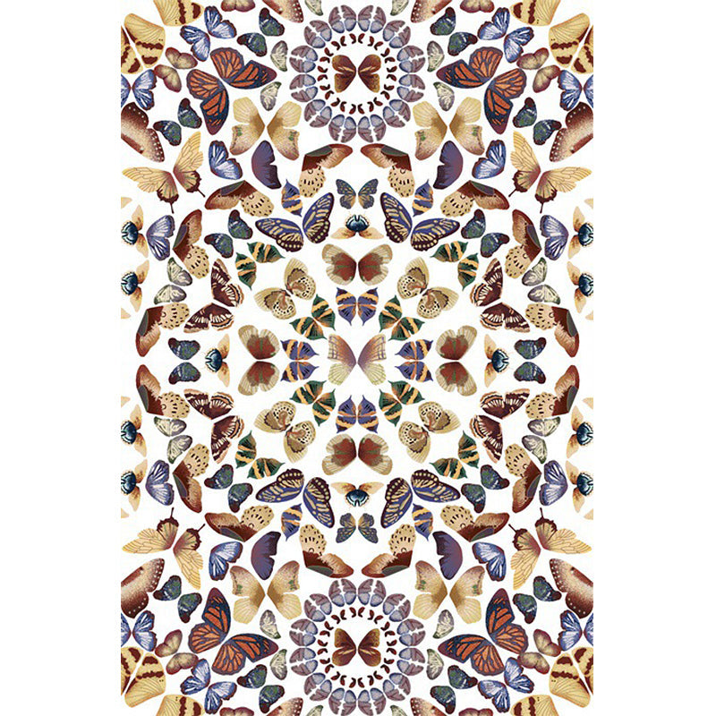 Lisslune | Black and White Vintage Carpet Polyester Butterfly Pattern Carpet Washable Non-Slip Back Carpet for Living Room