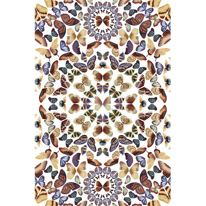 Lisslune | Black and White Vintage Carpet Polyester Butterfly Pattern Carpet Washable Non-Slip Back Carpet for Living Room