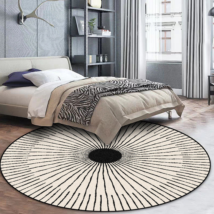 Lisslune | Unique Radial Pattern Rug Apricot Modern Rug Polyester Washable Non-Slip Back Rug for Bedroom