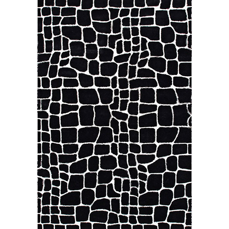 Lisslune | Black and White Contemporary Rug Polyester Crocodile Pattern Rug Washable Non-Slip Backing Carpet for Living Room