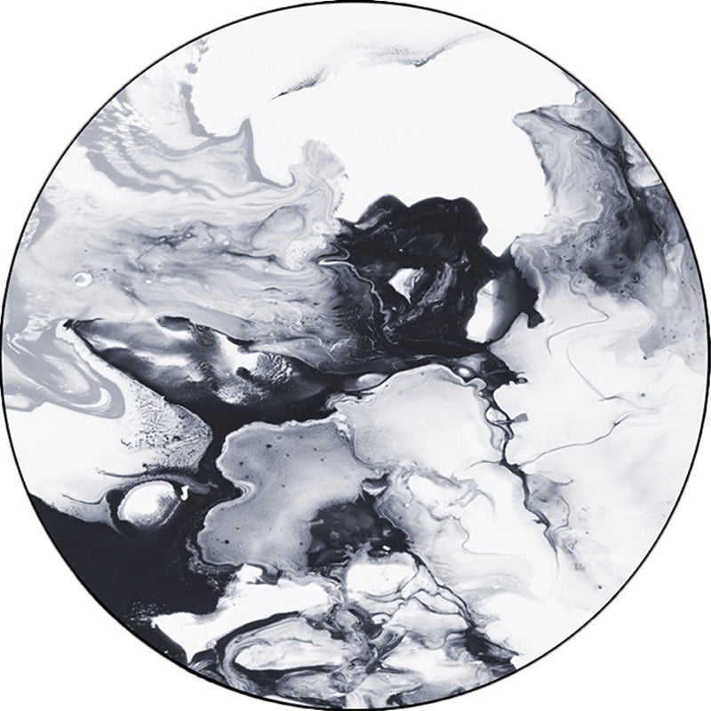 Lisslune | Black and White Bedroom Carpet Modern Abstract Oil Painting Pattern Area Rug Polyester Non-Slip Washable Rug
