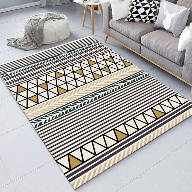 Lisslune | Southwest Living Room Rug in Black and Blue Geometric Diamond Pattern Rug Polyester Non-Slip Rug
