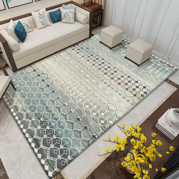 Lisslune | American Southwestern rug in gray and white geometric floral pattern rug polyester non-slip rug for home decor