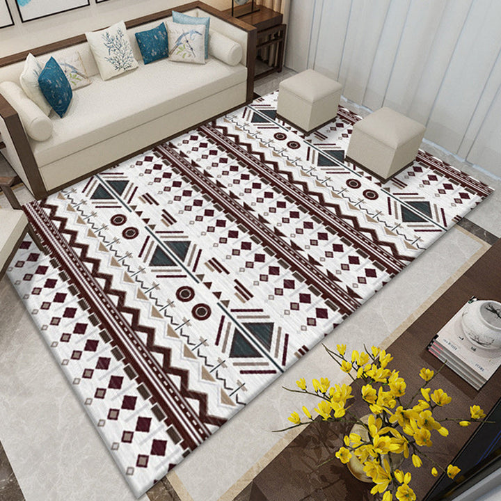 Lisslune | American Southwestern rug in gray and white geometric floral pattern rug polyester non-slip rug for home decor