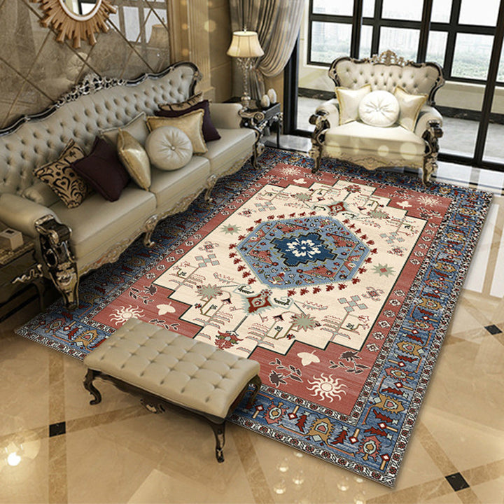 Lisslune | American Southwestern rug in gray and white geometric floral pattern rug polyester non-slip rug for home decor