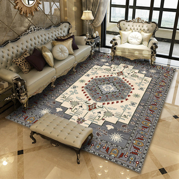 Lisslune | American Southwestern rug in gray and white geometric floral pattern rug polyester non-slip rug for home decor