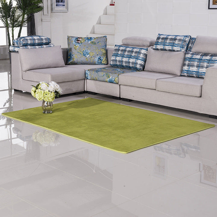 Lisslune | Casual Living Room Rug in Green and Pink Solid Color Rug Polyester Pet-Friendly Area Rug