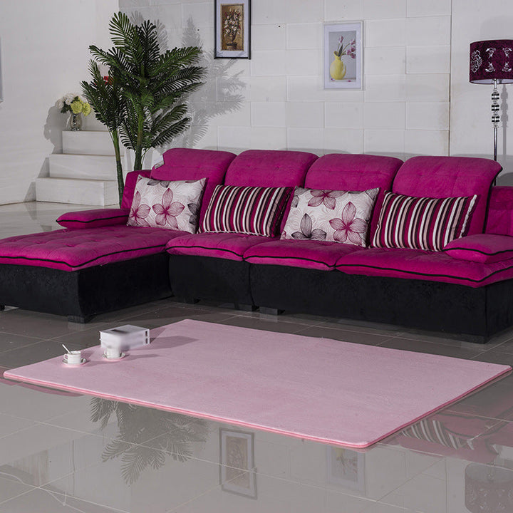 Lisslune | Casual Living Room Rug in Green and Pink Solid Color Rug Polyester Pet-Friendly Area Rug