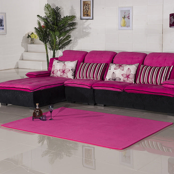 Lisslune | Casual Living Room Rug in Green and Pink Solid Color Rug Polyester Pet-Friendly Area Rug